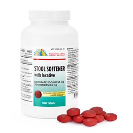 Health Star Docusate Sodium with Senna Tabs, 50mg / 8.6mg, Laxative Tablets (1,000 Tablets)