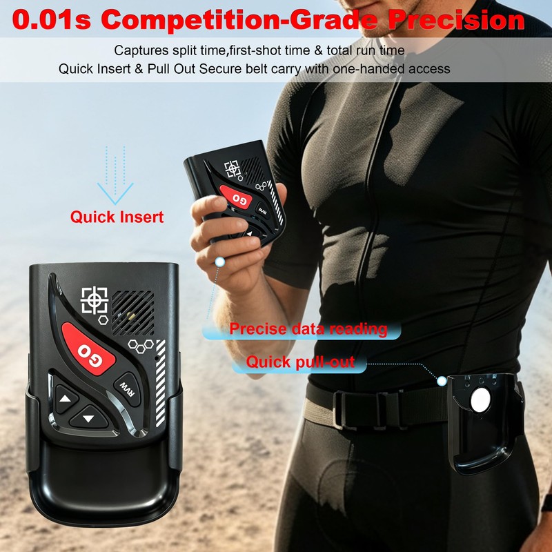 Shot Timer for Shooting Competition, 0.01s Precision Professional Training