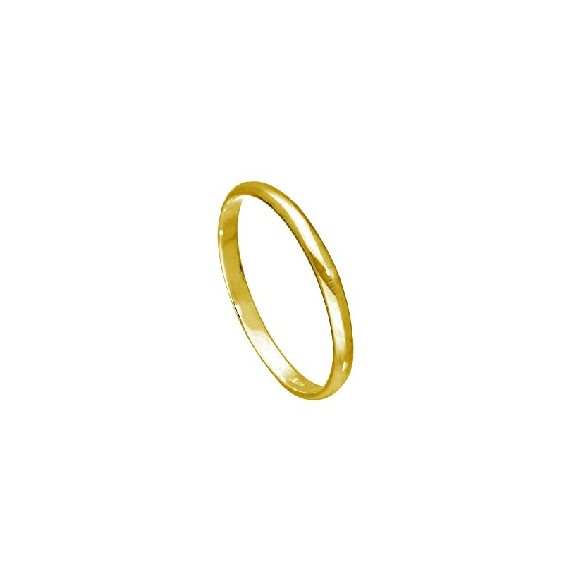 Gold Plated Sterling Silver 2mm D Shaped Wedding Band Ring