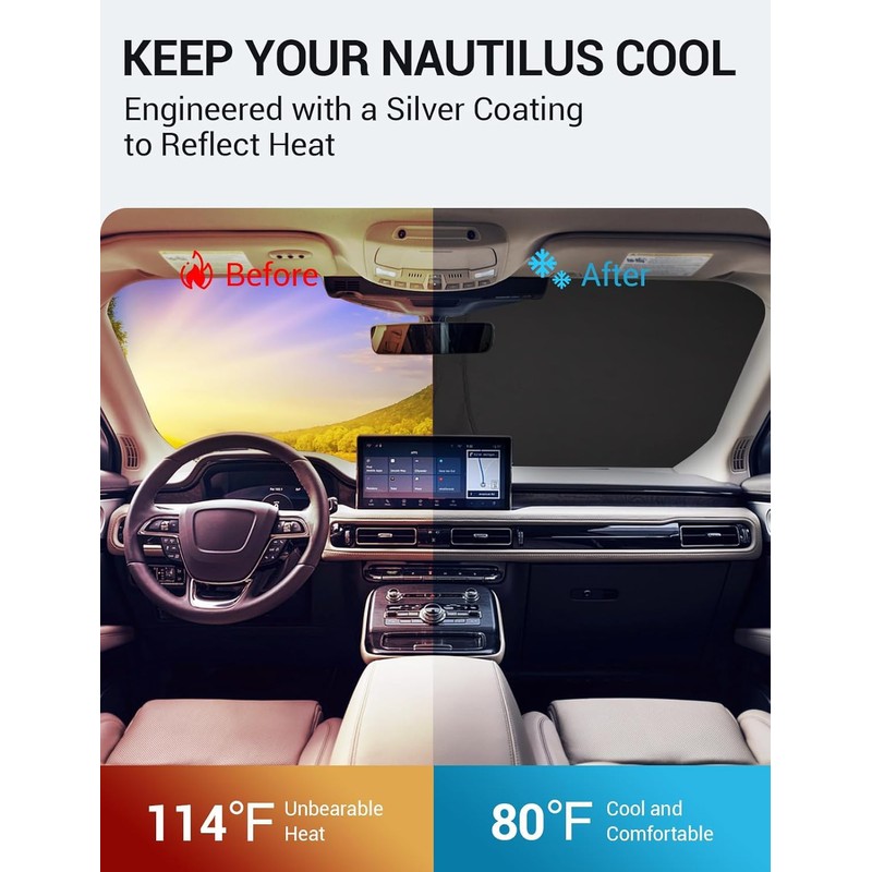 Proadsy 2026 Upgrade Front Windshield Sun Shade Foldable Sunshade Protector