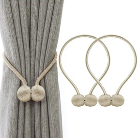 NaturesHome Curtain Tassel, Curtain Tieback, Magnet, Magnet, Curtain Clip, Strong Magnet, Set of 2, Fasteners, Stylish, Clogging, Power Magnet, Cherry Tassel, No need for fussing, Khaki..