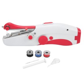Handheld Sewing Machine Portable Mini Small Home Electric Double Needle DIY Handheld Sewing Machine for DIY Red