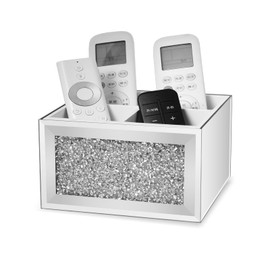 SWTHONY 360 Rotating Remote Control Holder, Silver Crushed Diamond TV Remote Controller Holder for Table, Desk Organizer for Pens and Pencils, Make Up Brushes, Remote Caddy Storage