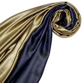 Lorenzo Cana Scarf Reversible Scarf 70% Silk 30% Viscose Scarf 70 x 190 cm Two Tone Scarf Reversible Double Face Men's Scarf Men's Scarf, Gold Navy Blue