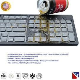 PROTECTCOVERS EasySwap Frame and Keyboard Cover for DELL KB216 – Premium Protective Keyboard Skin, Spill-Resistant, Replace Cover in Seconds for a Clean Workspace
