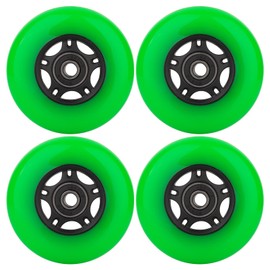WHEELCOME Inline Skate Wheels Outdoor & Indoor Blade Roller Skate Wheel 85a Roller Hockey Wheels w/Bearings ABEC-9 for Scooter Luggage Repair, 64mm 70mm 72mm 76mm 80mm Dia, 8-Pack (Green, 76mm)