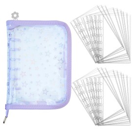 Binder Sealing Book, Seal Storage, A7, Purple, 6-Hole Binder, Card Protection, 20 Transparent Sleeves, Lightweight, Dustproof, Sticker Storage, Photo Storage, Star Pattern, Transparent Sticker Book