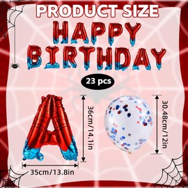 SAVITA Spider Theme Happy Birthday Banner, Polyester Spider Web Happy Birthday Banner and Balloons Funny Cartoon Letters Ideal Party Decoration Supplies for Boy Girl