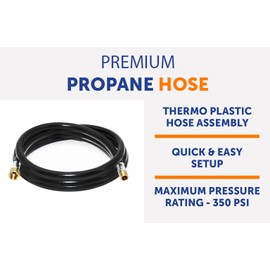 Flame King Propane Thermo Plastic Rubber Hose Assembly, 120-inch, 3/8-inch ID for RVs and Travel Trailers