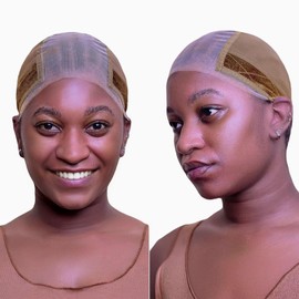 Lace Wig Grip Cap for Glueless Wig 4x5 Transparent Lace Reusable Wig Caps, Wig Grip Band for Lace Front Wigs to Keep Wigs in Place, Adjustable Wig Cap with Non Slip Grip Band for Women (Light Brown)