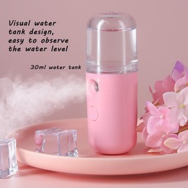 Kingsmile Nano Mist Sprayer, Electric Nano Mister, Portable Face Mister for Eyelash Extensions & Daily Care, Mini Face Humidifier, Facial Mister with 1OZ /30ML Large Capacity Screwing Water Tank Pink