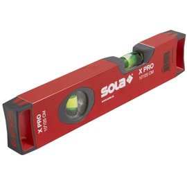 SOLA LSX10 X PRO Aluminum Box Profile Spirit Level with 2 60% Magnified Vials, 10-Inch, Red
