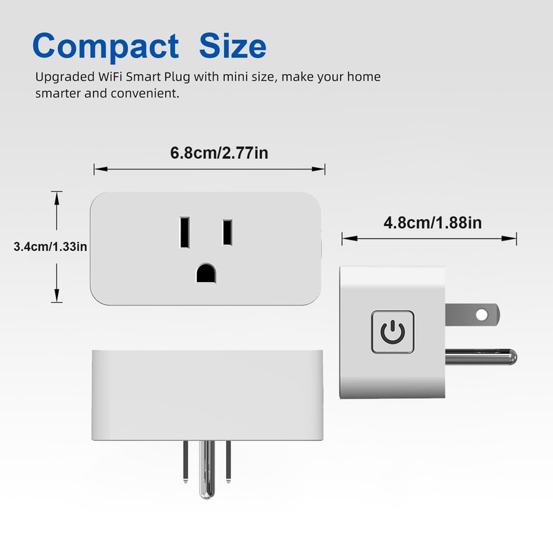 2 Pack Matter Smart Plug Mini Outlet, Compatible with Homekit,