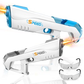 Blueyak 2 Pack Electric Water Guns for Adults Kids, Automatic Suction Automatic Squirt Guns with LED Light 38FT Water Gun Auto Water Blaster for Pool Outdoor Toy Game(Transparent Blue+Grey)