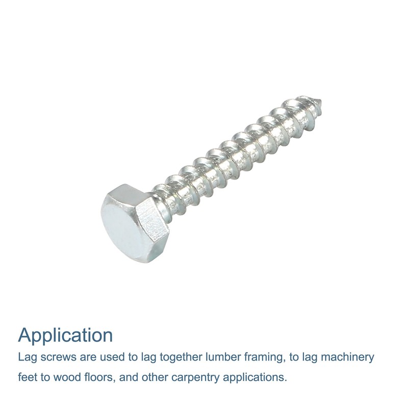 sourcing map Hex Lag Screws, M8 x 50mm Carbon Steel
