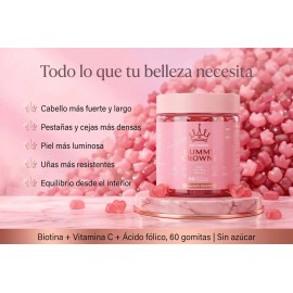Vitaminas Para Cabello Gummy Crowns 60 Gomitas Forma Corazón                                                                                          