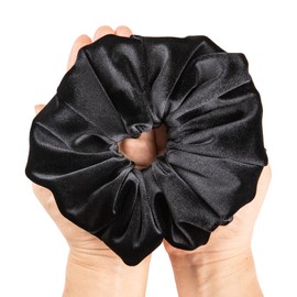 Cicimeiluody Jumbo Velvet Scrunchies For Women Oversize Scrunchies for Thin & Thick Hair No Damage To Hair Holds Tide (1, Luxury Black)