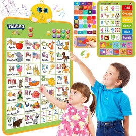 Electronic Alphabet Wall Chart, Talking ABC, 123s, Music Poster,  Interactive Educational Toddler Toy, Birthday Gifts for Age3+ Year Old Boys Girls - Style: Alphabet-Green