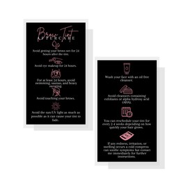Boutique Marketing LLC Brow Tint Aftercare Card | 50 Pack | 2x3.5” inch Business Cards | Matte Black with Rosey Pink Design