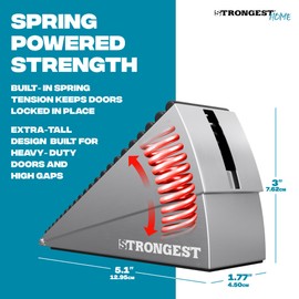 Strongest Home 2 Pack XL Adjustable Chrome Door Stopper with Spring – Heavy Duty Wedge for Oversized, Thick & Heavy Doors, Anti-Slip Rubber Grip, Commercial, Home & Outdoor Use on Carpet, Wood & Tile