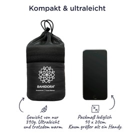 Bahidora® Travel Blanket Ultralight Warm 200 x 150 cm Outdoor Camping Blanket Made of Coolmax Material – Ideal as Travel Accessory, Small Pack Size, Soft and Breathable