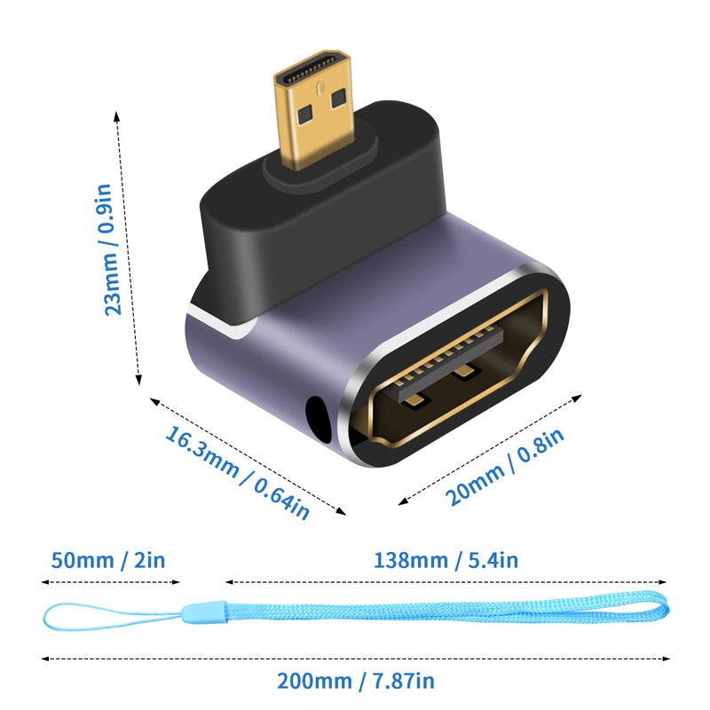Duttek 8K 90 Degree Micro HDMI to HDMI Adapter, UP