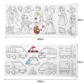 Rollo de papel de dibujo para niños, 2 rollos de papel de dibujo calcomanía de 300 x 30 cm para niños, rollo de papel de colorear para pintar y pintar de color, papel de arte para manualidades de colorear para fiestas de cumpleaños de niños (linda prince