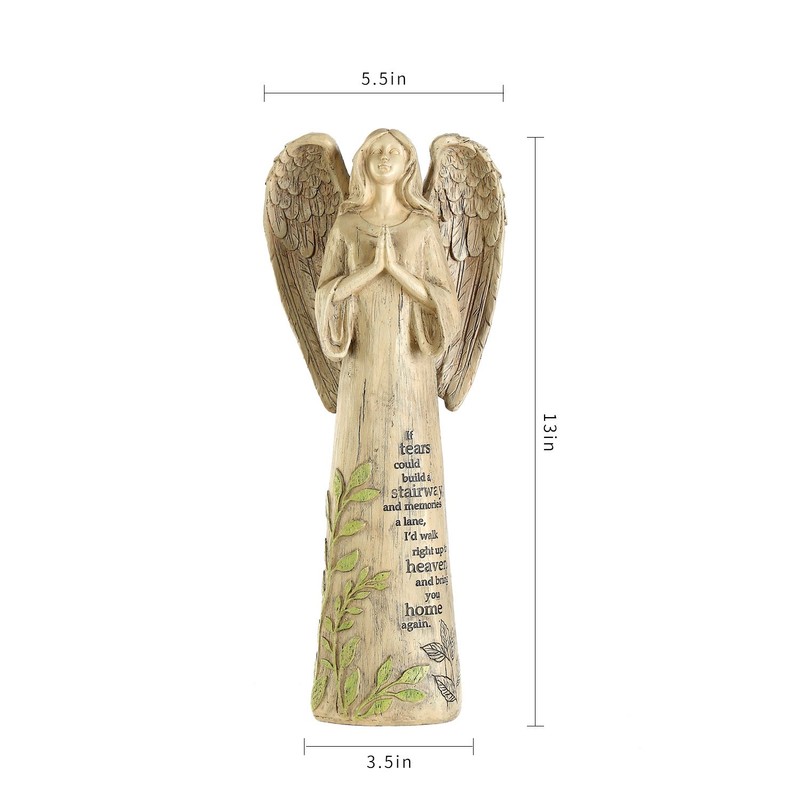 Ivy Home Resin Garden Statue Standing Praying Angel Garden Statuary