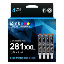E-Z Ink (TM Compatible Ink Cartridge Replacement for Canon 281 281XXL CLI-281XXL CLI-281 XXL Compatible with PIXMA TR7520 TR8520 TS6120 TS6220 TS6320 TS8120 TS9120 TS9521C TS702 Printer (4 Black)
