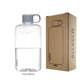 ALLKELR Portable Flat Water Bottle, BPA Free Tritan Plastic Travel Water Bottle for Camping, Fitness, Outdoor Sports, Fits Purse and Pocket (Gray, 16.9 oz)