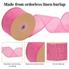 G2PLUS Pink Jute Wired Burlap Ribbon, 10m x 6.4cm, Rustic
