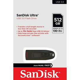 SanDisk 512GB Ultra 130MB/s High Speed USB 3.0 Flash Drive SDCZ48-512G (2 Pack)