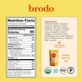 Brodo Organic Chicken Bone Broth, Protein-Rich Bone Broth with Collagen, Nourishing Chicken Broth Low Sodium for Sipping and Cooking, Slow-Simmered for Deep Flavor, (4x 25 oz. Pouches)