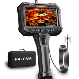 Ralcam Two-Way Articulating Borescope, 5.5mm/0.22in Slim Probe, 5" Industrial Endoscope Camera with Light, 8X Zoom with Rechargeable Battery Inspection Camera for Engine, Automotive, HVAC