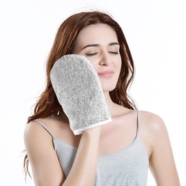Sinland Microfiber Face Cleansing Gloves Makeup Remove Cloths 5.1inch x 7.8inch 3 Pack Light Grey