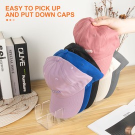 Zcokail 2 Pack Hat Stand for Baseball Caps Display and Organizer, 2024 New No Install Acrylic Hat Holder for 14 Baseball Caps for Bedroom, Closet, Dresser, Entrance（Clear）