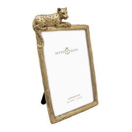 GIFTY GIFTY Leopard Photo Frame / 4x6 In | For Vertical Display on Tabletops | Perfect for Home Decor, Wedding, Graduation, Or Any Milestone Photos (Gold)