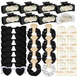 Black Bridesmaid Gift Box for Proposal, 8PCS Hair Claw, Scrunchies, Makeup Clips & Heart Sunglasses – Chic Gift for Women, Bachelorette Party Favors, Birthday Gifts for Girls & Teens