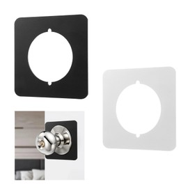 Trinkrittey Door Knob Plates Square Version Door Reinforcement Plate Door Handle Cover Filler Fixing Repair Backplate Door Lock Repair Plate Prevent Door Lock Loose or Wobbly (2 Pcs, Matte Black)