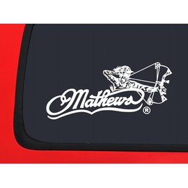 Mathews Logo & Female Bow Hunter - White Hunting window decal sticker