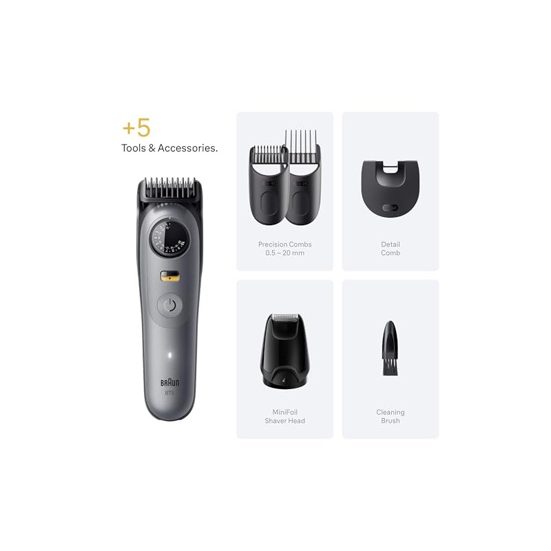 Braun Series 5 Beard Trimmer, BT5525, Grey - 5 Styling