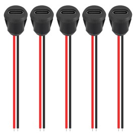 5PCS 2Pin USB Connector Type-C Waterproof with Female Socket Fast Charging Jack Charging Port USB-C Charger Plug Socket