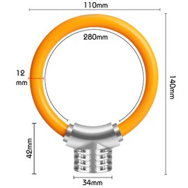 Bicycle Lock,Small Portable Ring Safety Anti-Theft Tamper Proof Shear Resistance Thickened Steel Cable Alloy,Apply to Mountain Bike Road Cycling Touring Foldable Bicycle (Orange)