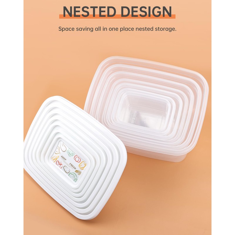 Teskyer Food Storage Containers with Lids (Not Airtight), Reusable Meal