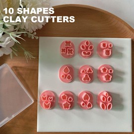 LEISEMK Mini Polymer Clay Cutters, 10 Shapes Floral & Leaf & Butterfly & Heart Shape Clay Earrings Cutters, Micro Clay Cutters for Polymer Clay Jewelry Making (10Pcs Mini Cutters)