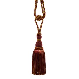DÉCOPRO Noblesse Collection Elegant Curtain & Drapery Tassel Tieback, Tassel Length 20cm (8", 76cm (30" (Style# TBH8) Burgundy Gold Red #1253 (Carmine Red, Yellow Gold, Dark Red) Individually Sold