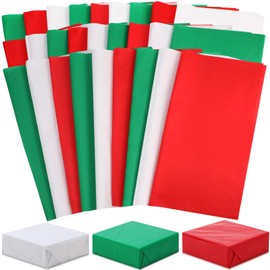 Qilery 600 Sheets Christmas Wrapping Tissue Paper Bulk 19.7x19.7" Green White Red Tissue Paper for Gift Bags Boxes Packaging Bridal Shower Project Weddings Birthday Party Arts Crafts DIY