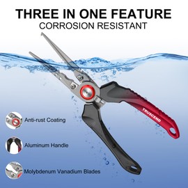 TRUSCEND Premium Fishing Pliers, Selected Saltwater Fishing Equipment, Tungsten Cutter, Split Ring Hook Remover, Knot Tying Tool, Aluminum/Polymer/Pistol Grip