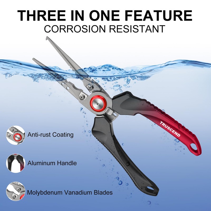 TRUSCEND Premium Fishing Pliers, Selected Saltwater Fishing Equipment, Tungsten Cutter,
