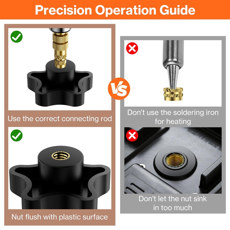 Preciva M3 Threaded Inserts Set, 360Pcs Heat Set Bolts Nuts